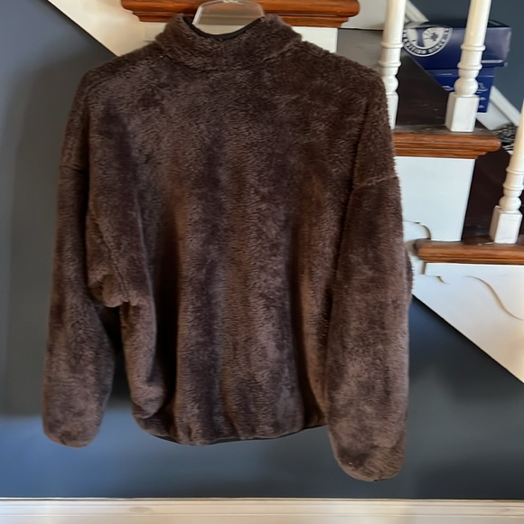 American Eagle Timberland Men’s Dark Brown Fleece Jacket Sz M NEW - Picture 9 of 12